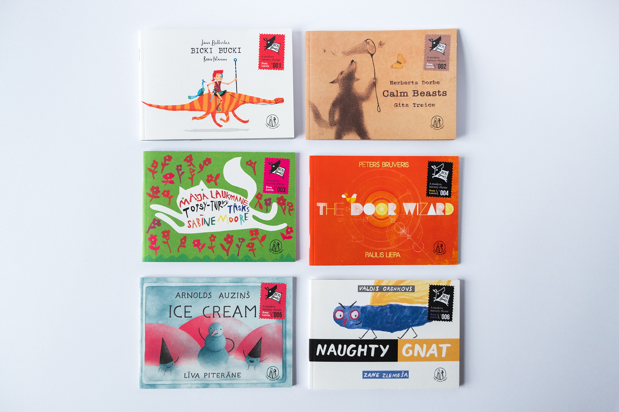 The Emma Press has launched the first batch of Bicki-Books, a landmark series of
pocket-sized picture books for children originally published in Latvia by liels
un mazs. Each Bicki-Book features a classic Latvian children’s poem, newly
translat